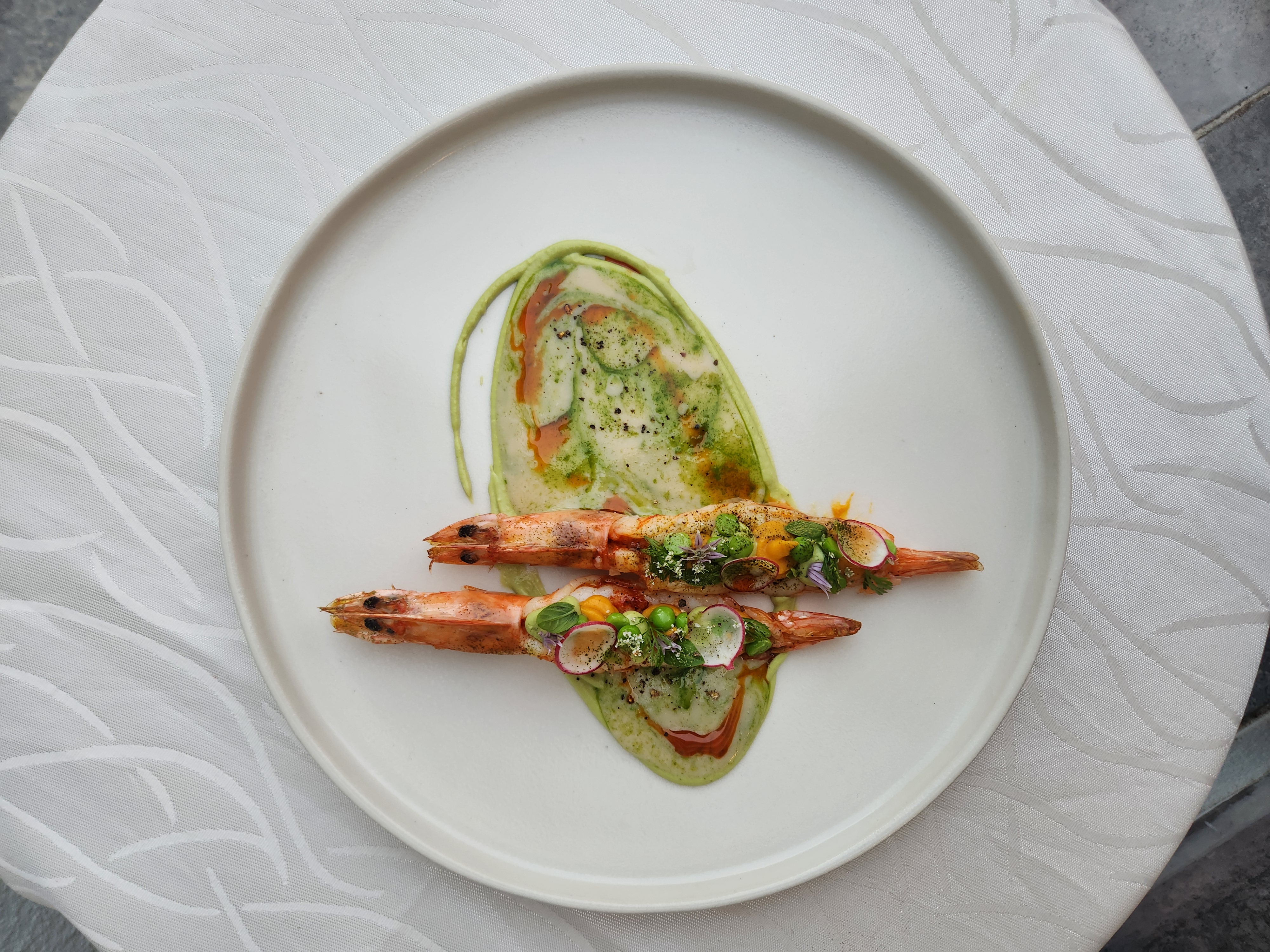 Close composition of a refined plated tasting course