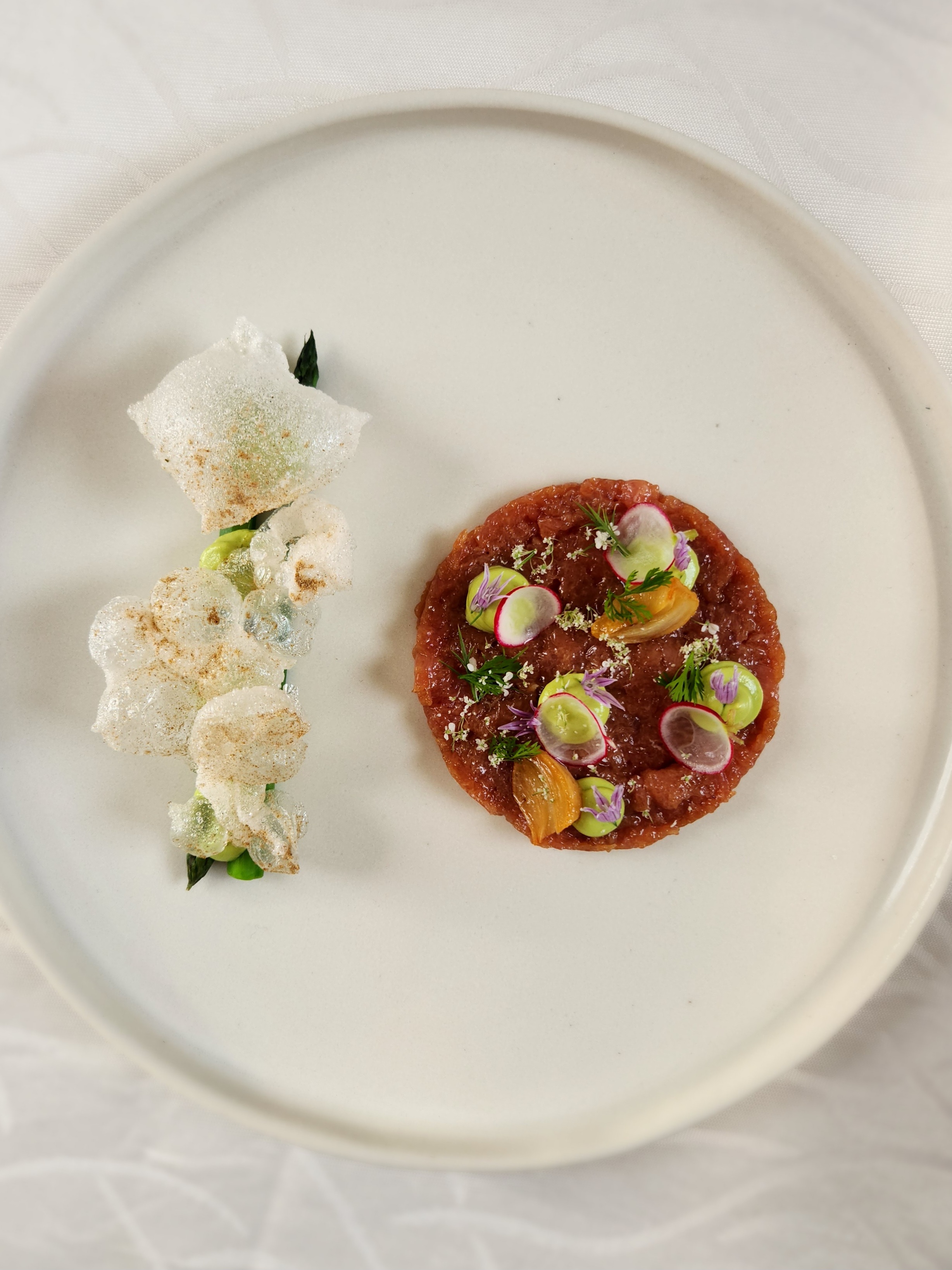 Steak Tartare with quail egg and microgreens