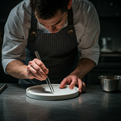 Chef Wynand plating in the kitchen
